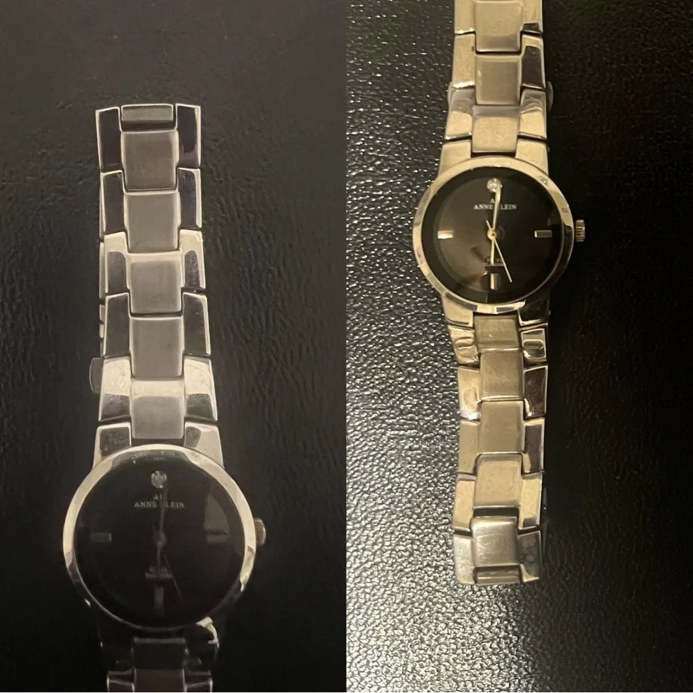Vintage Anne Klein Genuine Diamond Stainless Steel Water Resistant Watch EUC